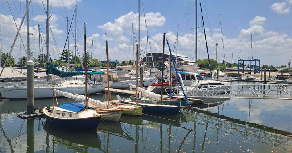 Traditional sailing boats fleet at Krabi Boat Lagoon Thailand