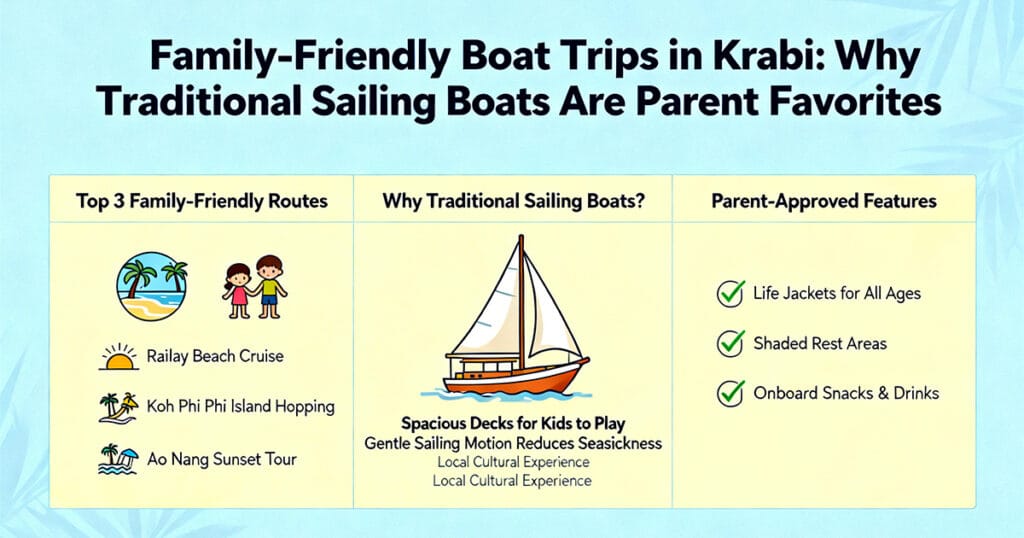 Krabi boat types guide, traditional vs speedboat Krabi, family boat tips Thailand, Krabi travel guide